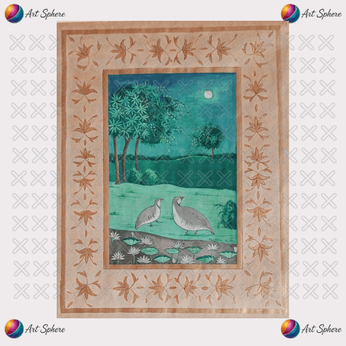 Traditional Birds at Night Miniature Painting