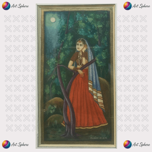 Woman in Thought under Moonlight